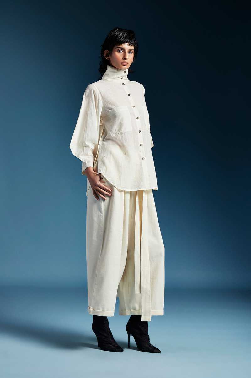 Jennie Shirt-White cotton by Chola in white color for women in Singapore