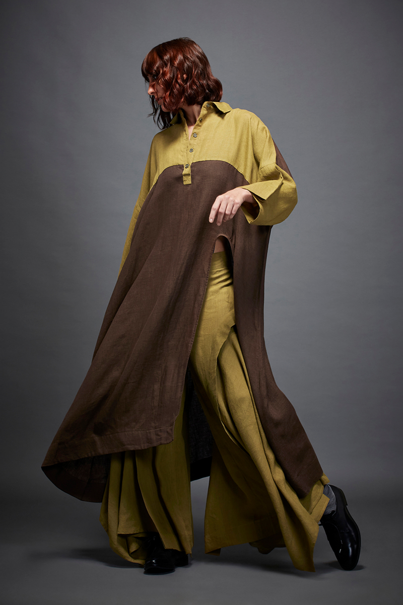 AVRIL SHIRT linen by Chola in brown color for women in Singapore