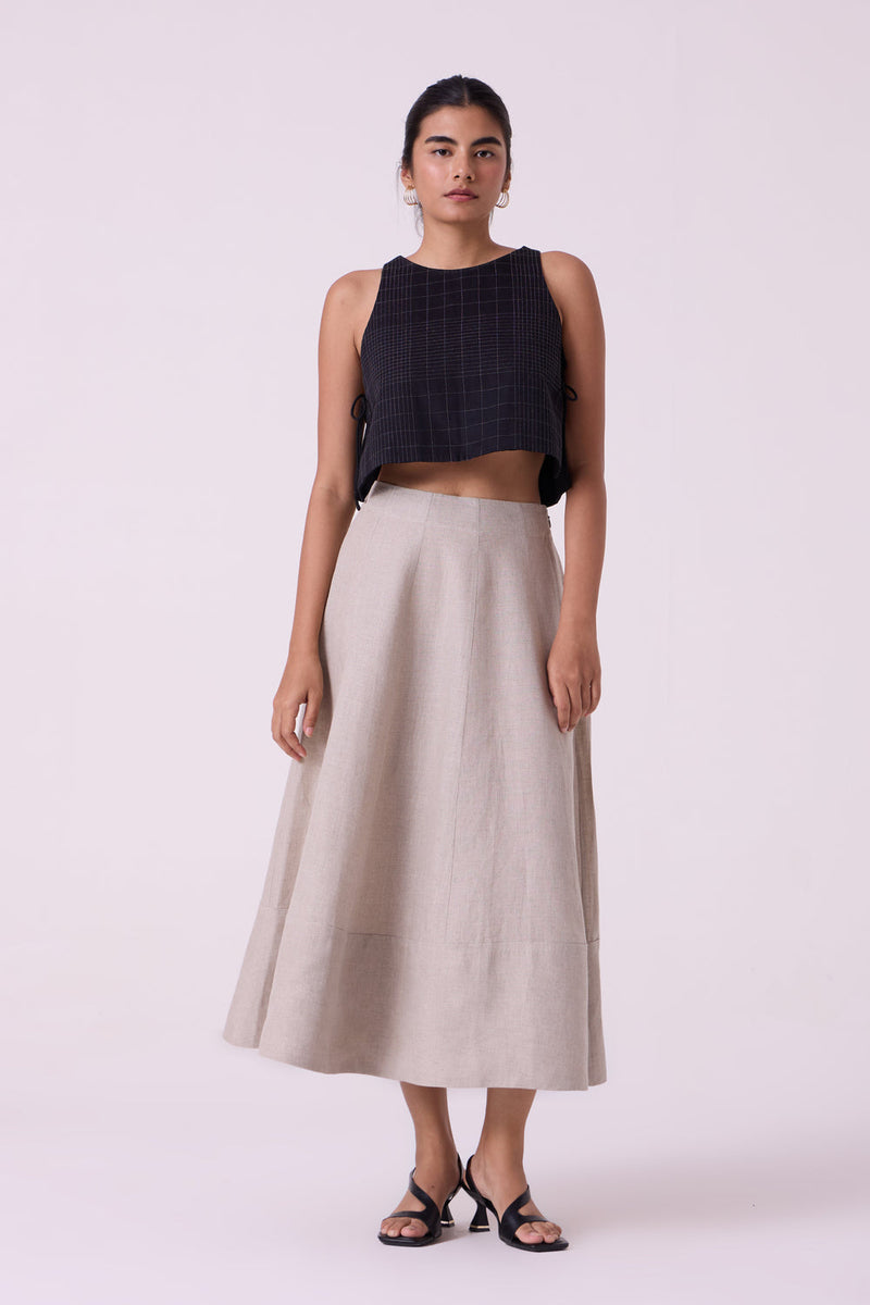 Marner Beige Linen Skirt linen skirt by The Summer House in beige for women in Singapore