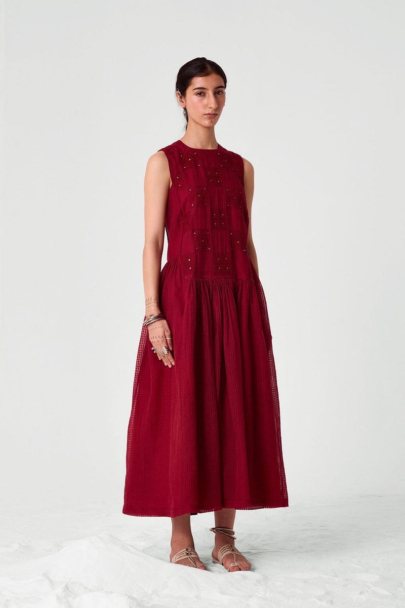Aleksey Pink Checks Handwoven Dress