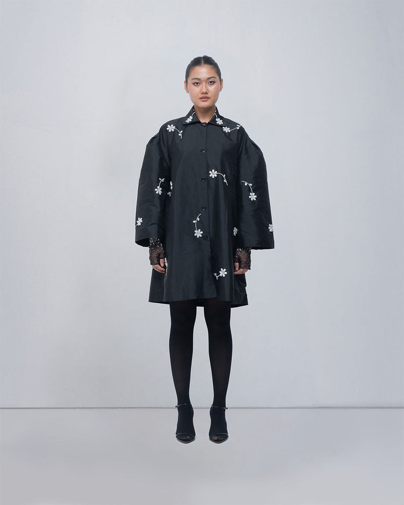 Luna Jacket viscose by Leh Studios in black for women in Singapore