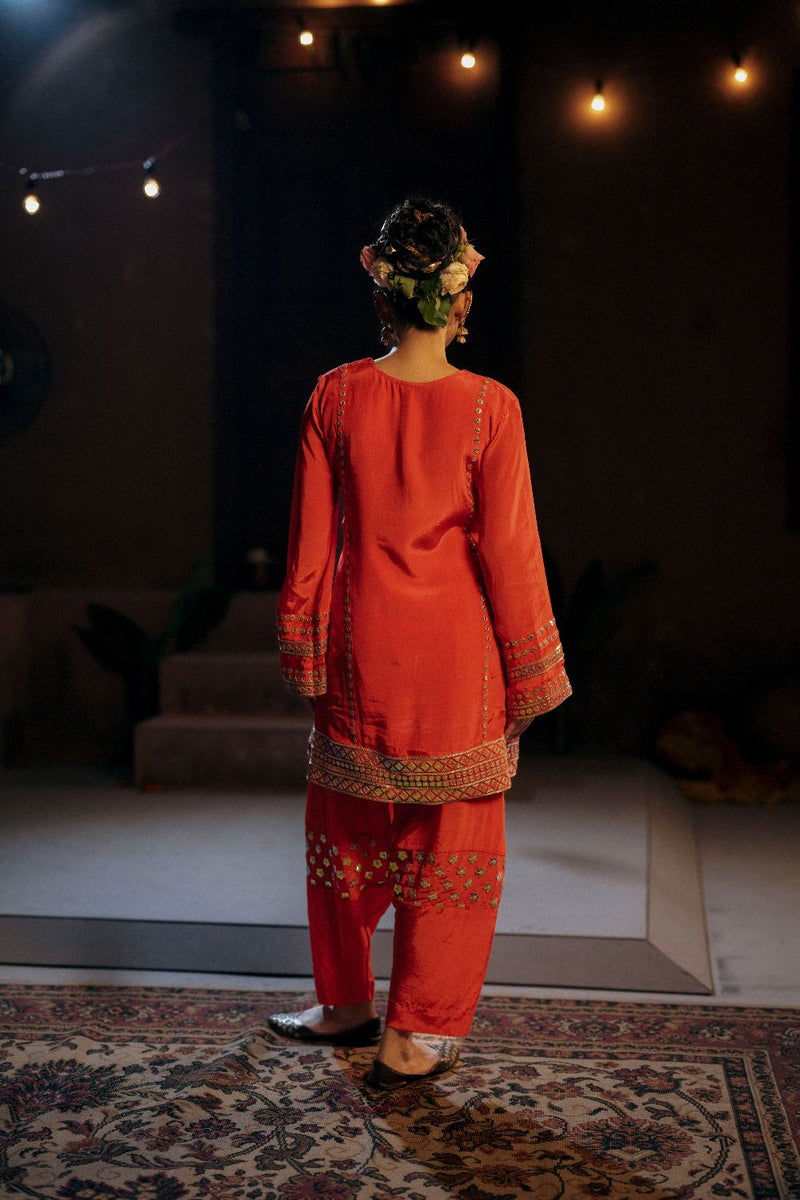 Ramani Phool Salwar Kameez Set- Red