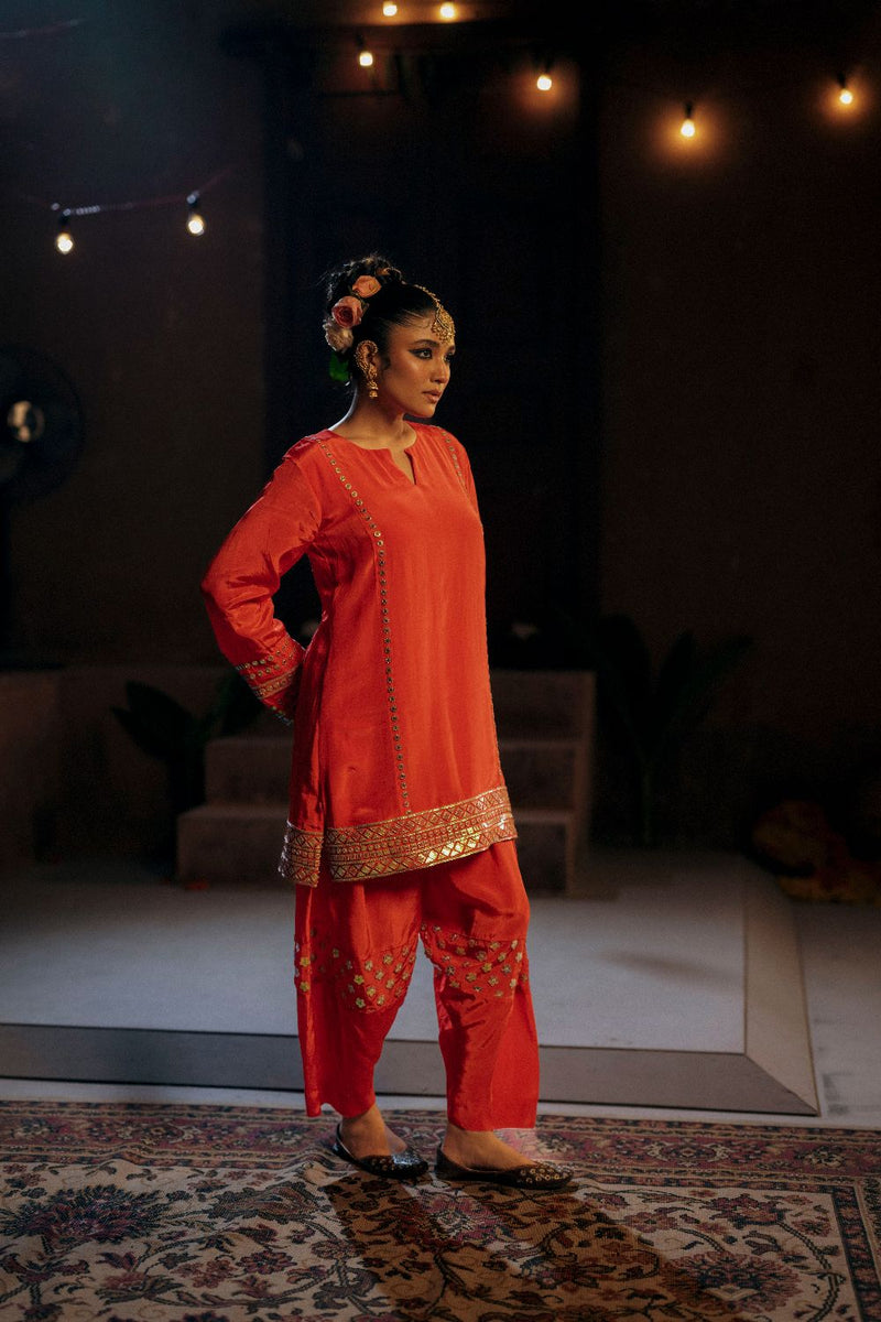 Ramani Phool Salwar Kameez Set- Red