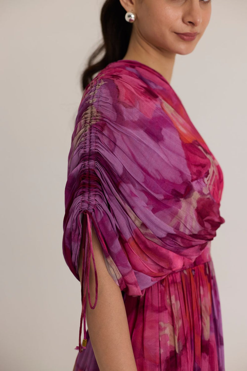 VIOLET ONE SHOULDER DRESS by Yam in pink color for women in Singapore