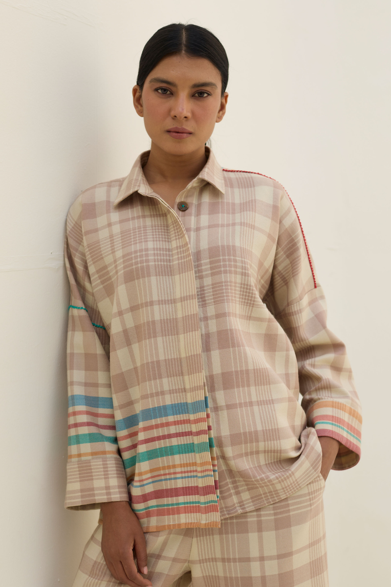 Ellen Dolman Sleeve Shirt - Beige by Manan in beige color for women in Singapore