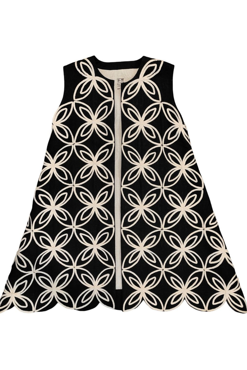 Unisex Petal Pipa Jacket cotton by Ka-Sha in black color for women in Singapore