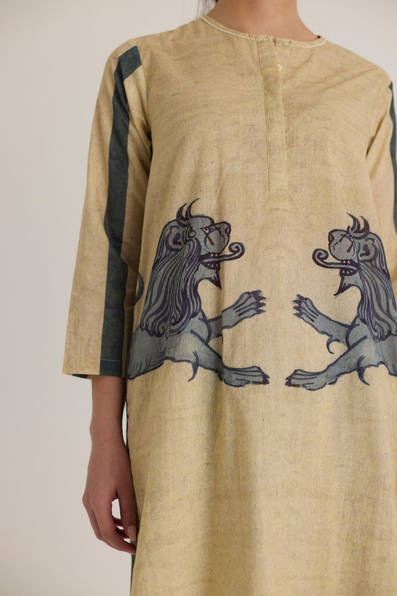 PAWS SHORT KURTA SET cotton by Yam in white color for women in Singapore
