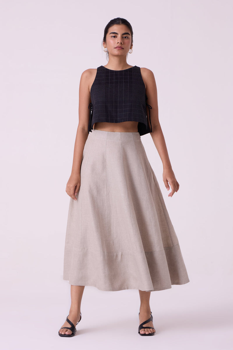 Marner Beige Linen Skirt linen skirt by The Summer House in beige for women in Singapore