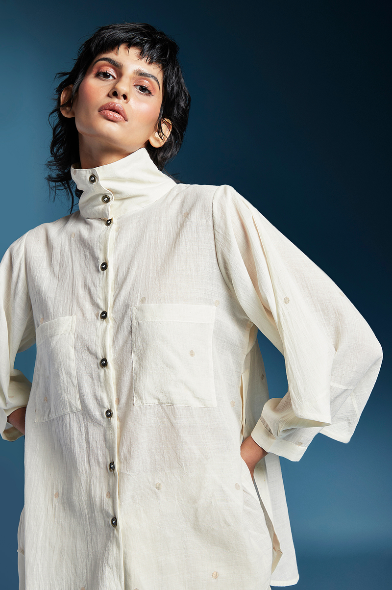 Jennie Shirt-White cotton by Chola in white color for women in Singapore