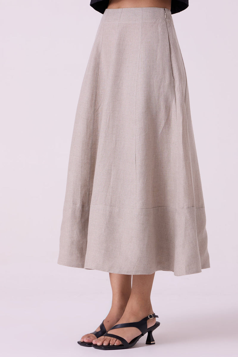 Marner Beige Linen Skirt linen skirt by The Summer House in beige for women in Singapore