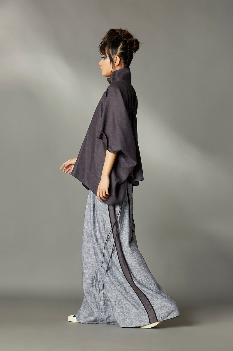 Bennet Shirt linen by Chola in grey color for women in Singapore