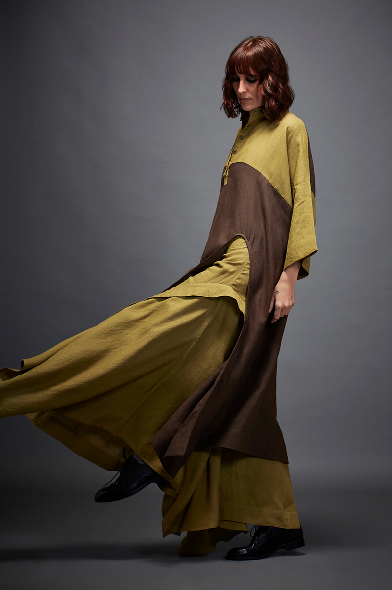 AVRIL SHIRT linen by Chola in brown color for women in Singapore