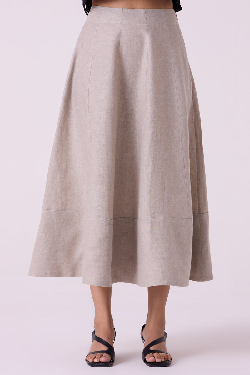 Marner Beige Linen Skirt linen skirt by The Summer House in beige for women in Singapore