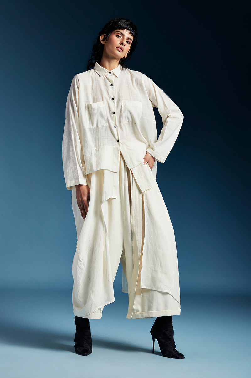 Lilah Shirt-White cotton by Chola in white color for women in Singapore