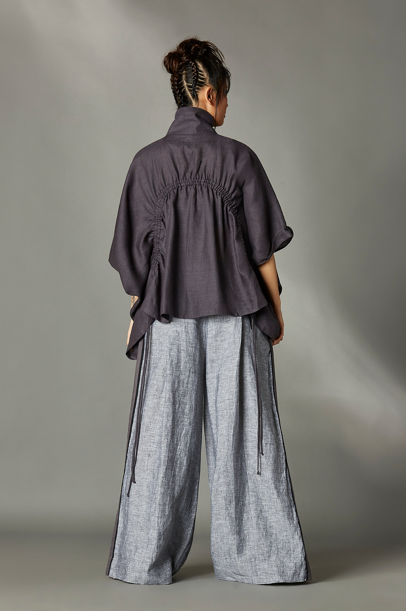 Bennet Shirt linen by Chola in grey color for women in Singapore