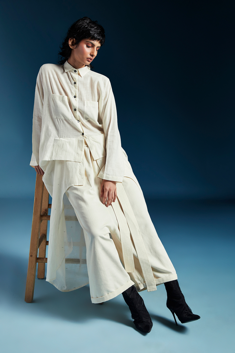 Lilah Shirt-White cotton by Chola in white color for women in Singapore