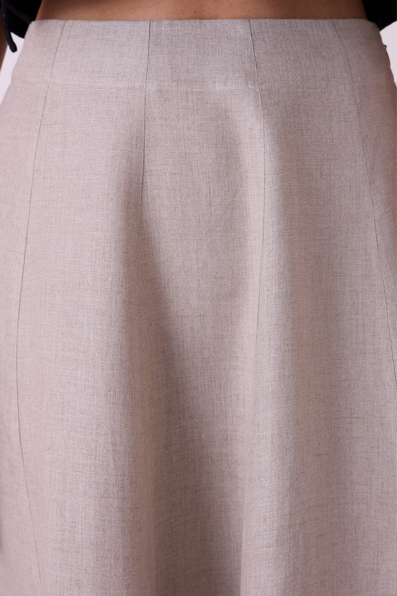 Marner Beige Linen Skirt linen skirt by The Summer House in beige for women in Singapore