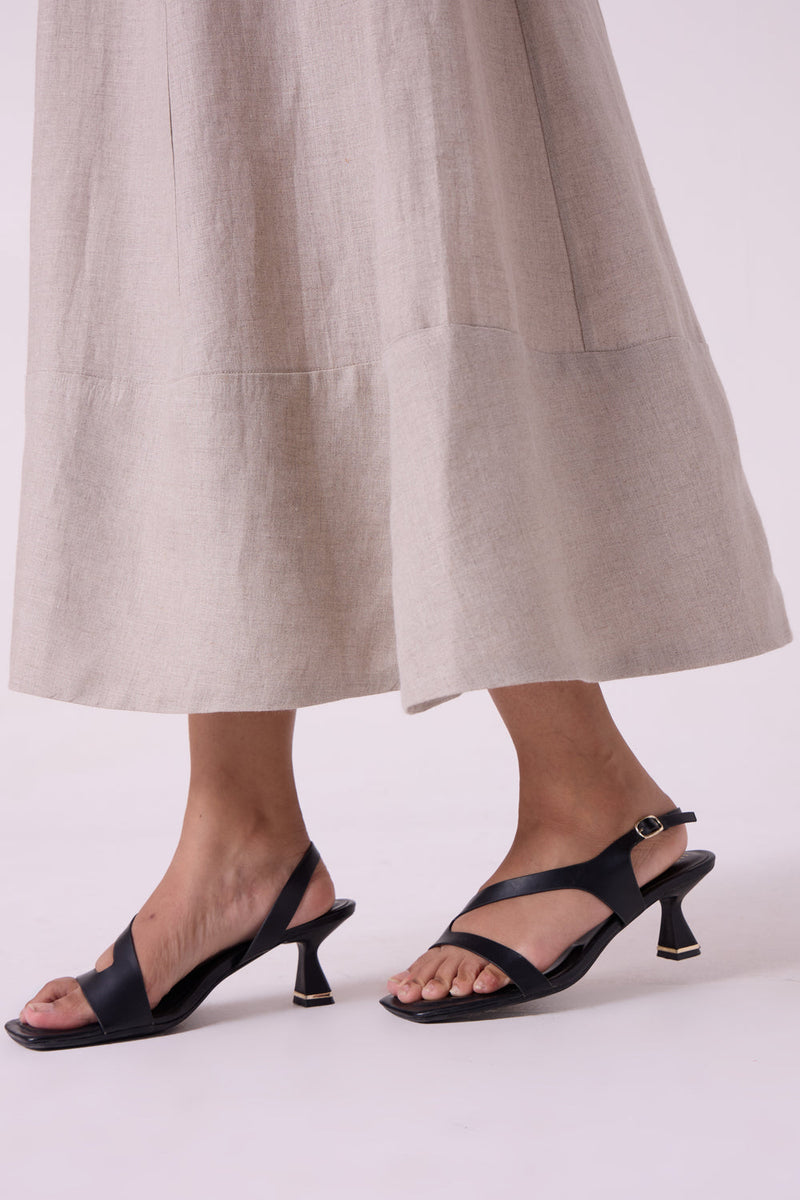 Marner Beige Linen Skirt linen skirt by The Summer House in beige for women in Singapore