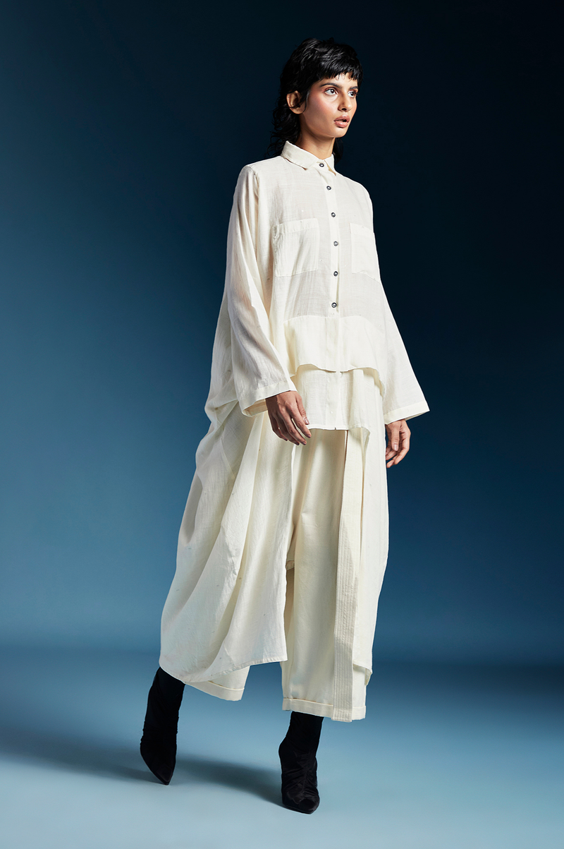 Lilah Shirt-White cotton by Chola in white color for women in Singapore