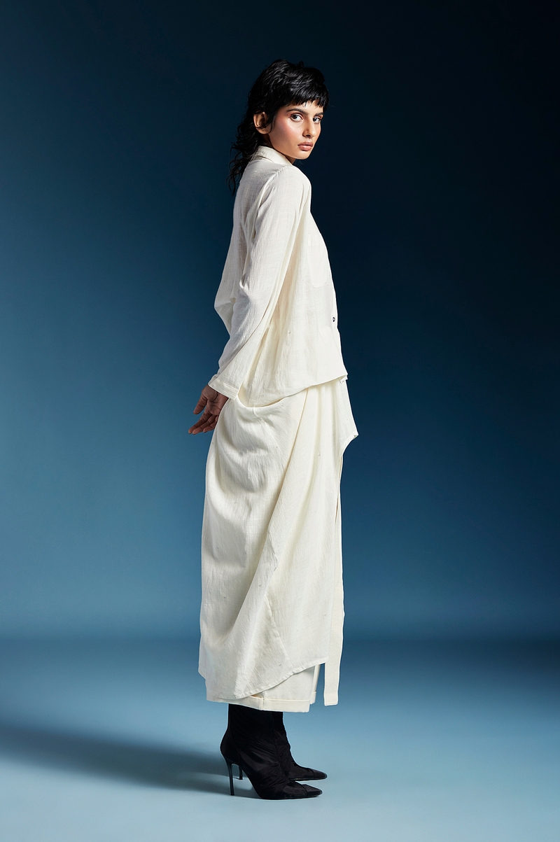 Lilah Shirt-White cotton by Chola in white color for women in Singapore