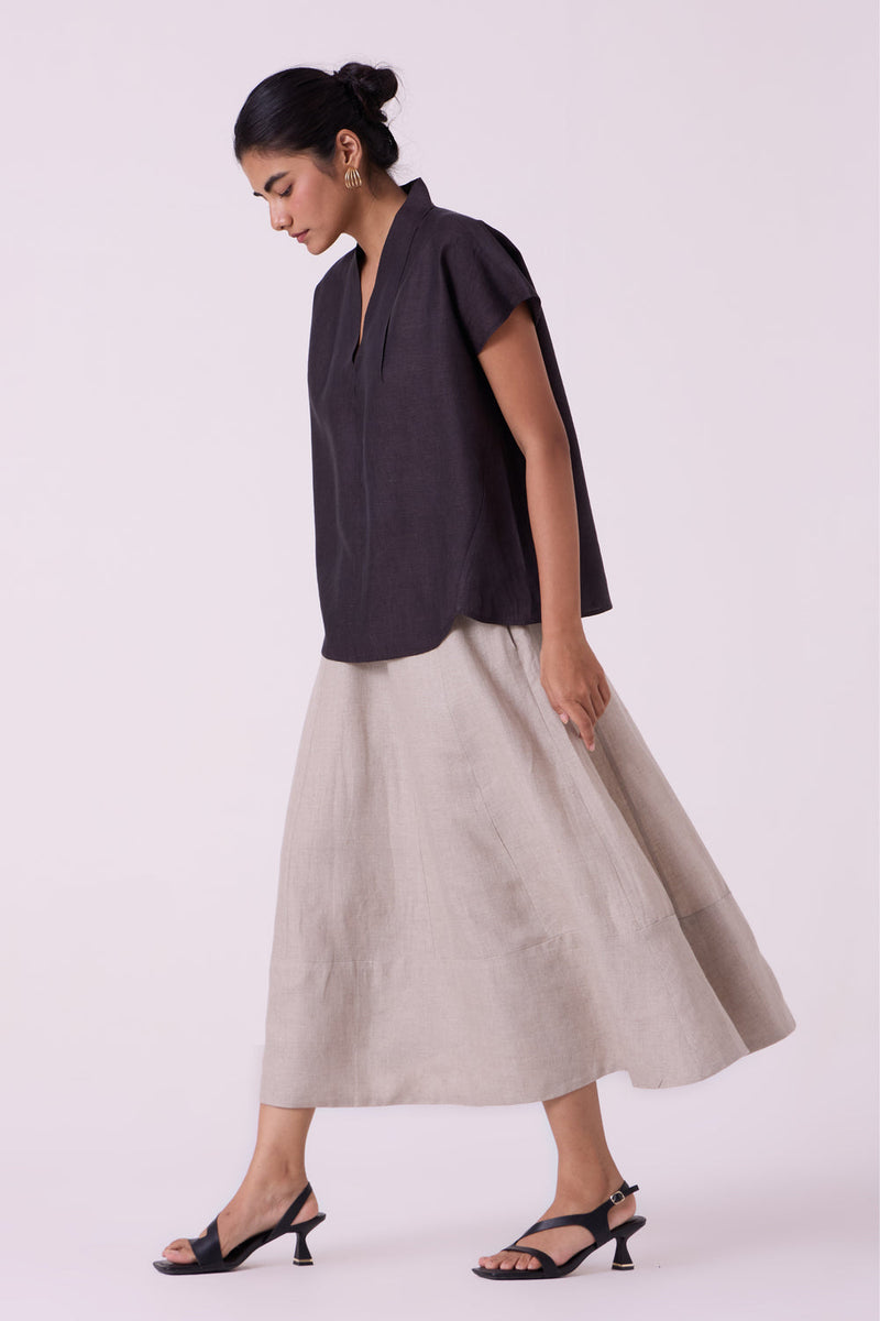 Marner Beige Linen Skirt linen skirt by The Summer House in beige for women in Singapore