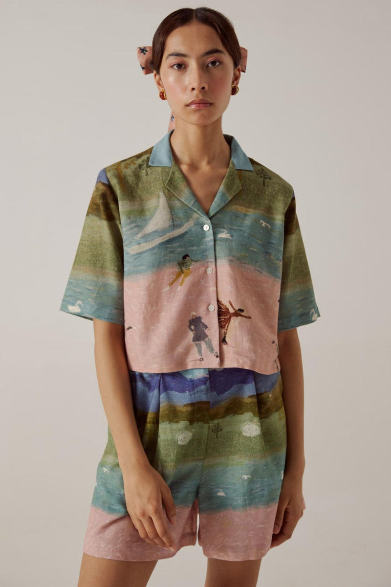Crop Set-Skater cotton by CORD in multi for women in Singapore
