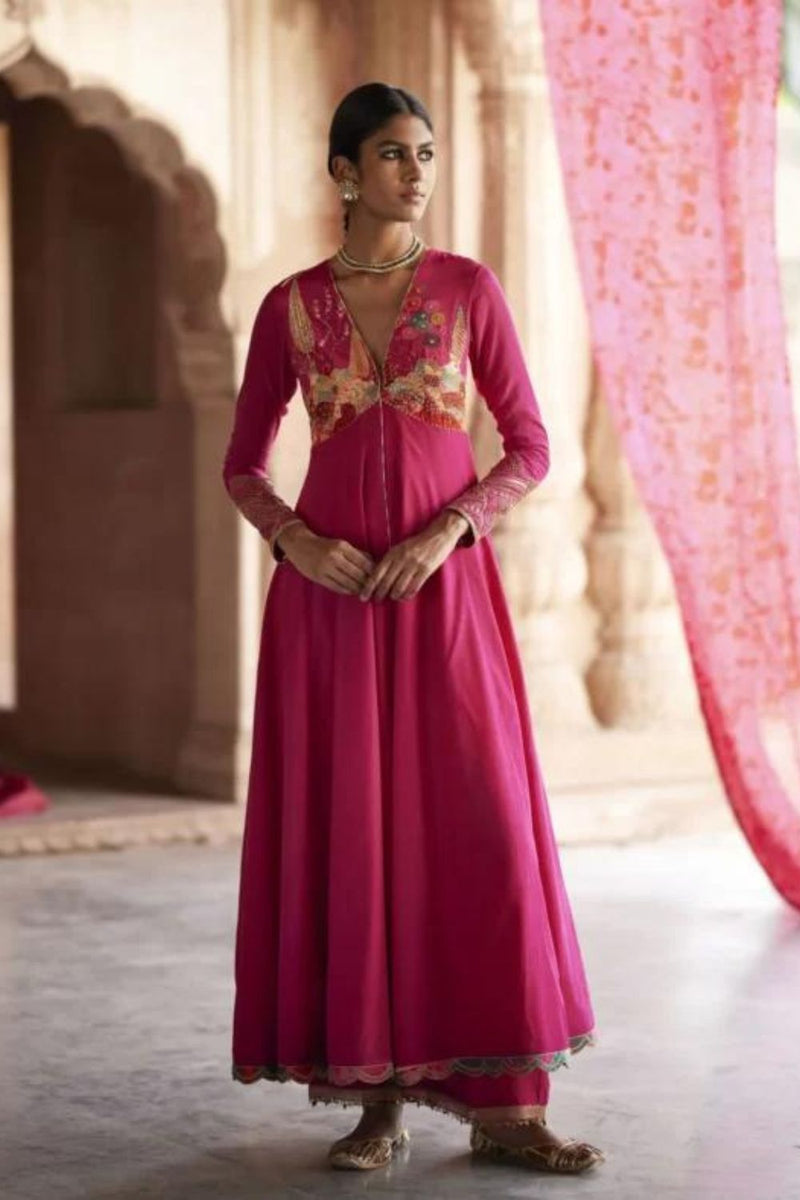 Nadira Magenta Anarkali Set by Rajiramniq for women in Singapore