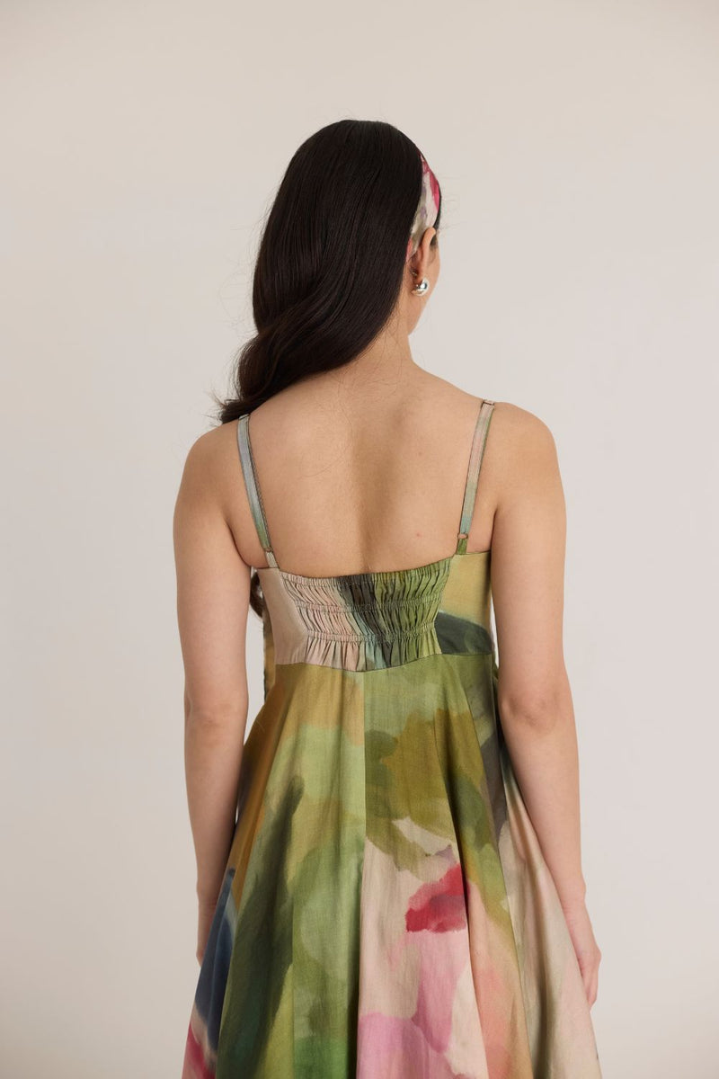TILLY FLARED BRALETTE DRESS satin by Yam in multi color for women in Singapore