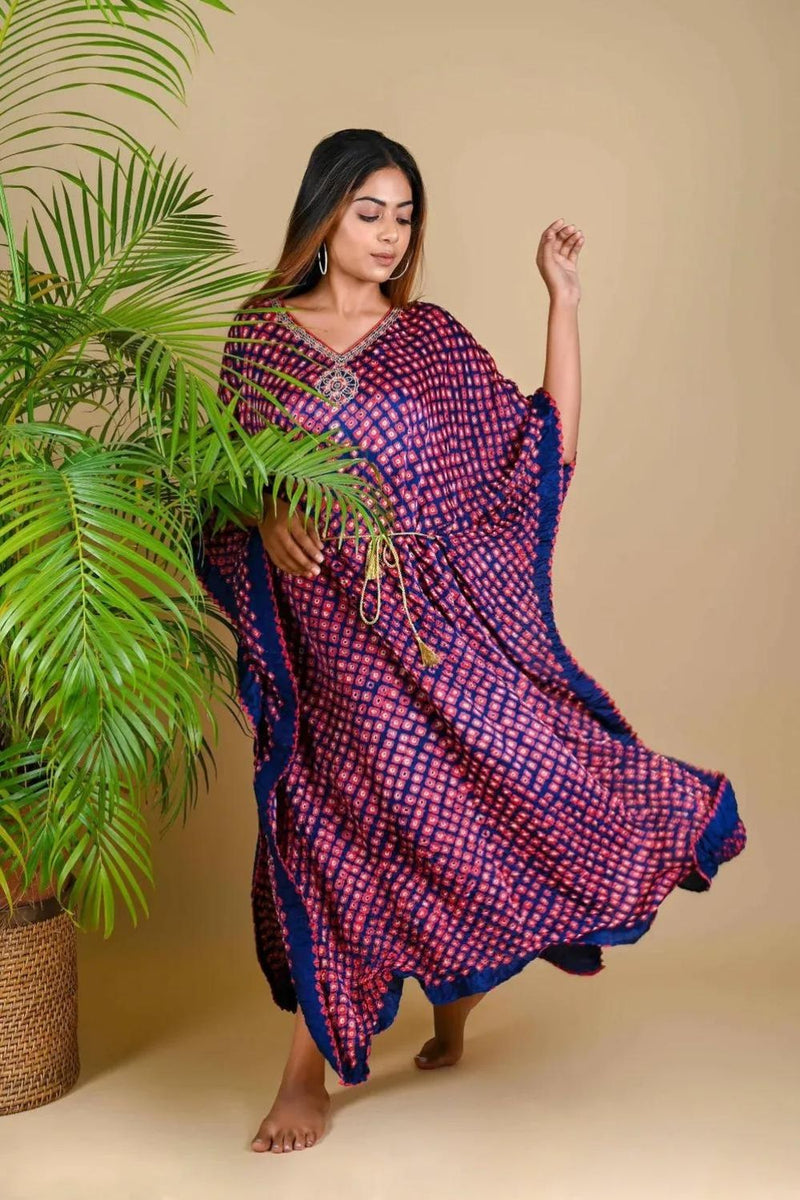 MOROCCAN KAFTAN-INDIGO BLUE silk by Dyelogue in blue color for women in Singapore