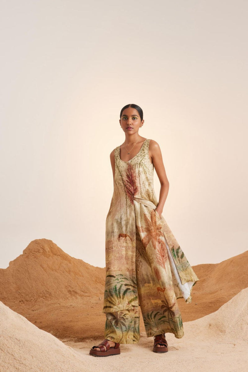 Front Slit Co ord Set-Woods linen Co-ord Sets by CORD for women in Singapore