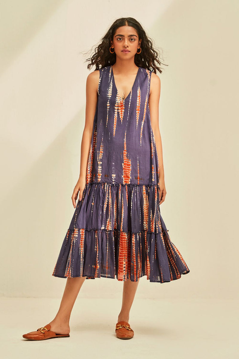 Violet Sky Dress cotton by Khara Kapas in blue for women in Singapore
