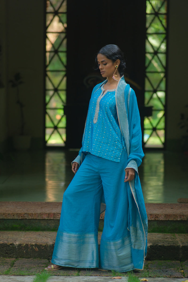 Kinari Kurta Set brocade kurta/kurta set by Myoho in turqouise for women in Singapore