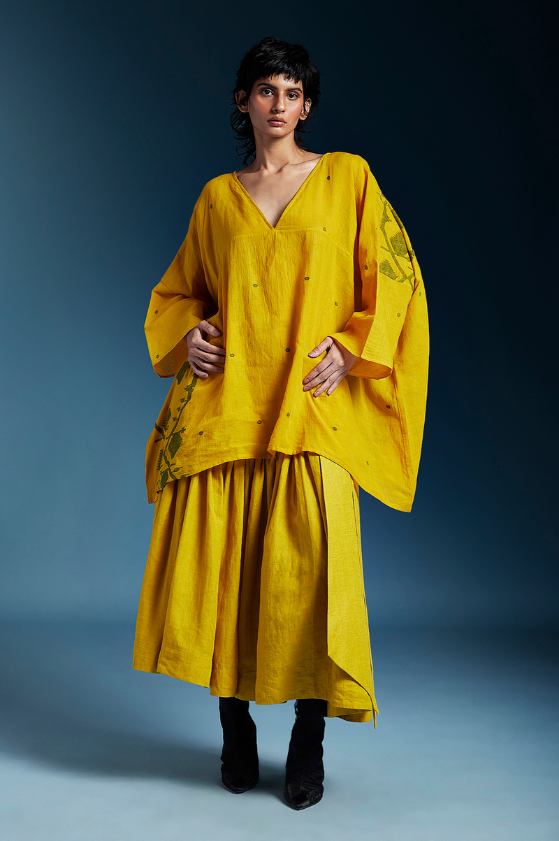 Liam Top-Mustard cotton by Chola in mustard color for women in Singapore