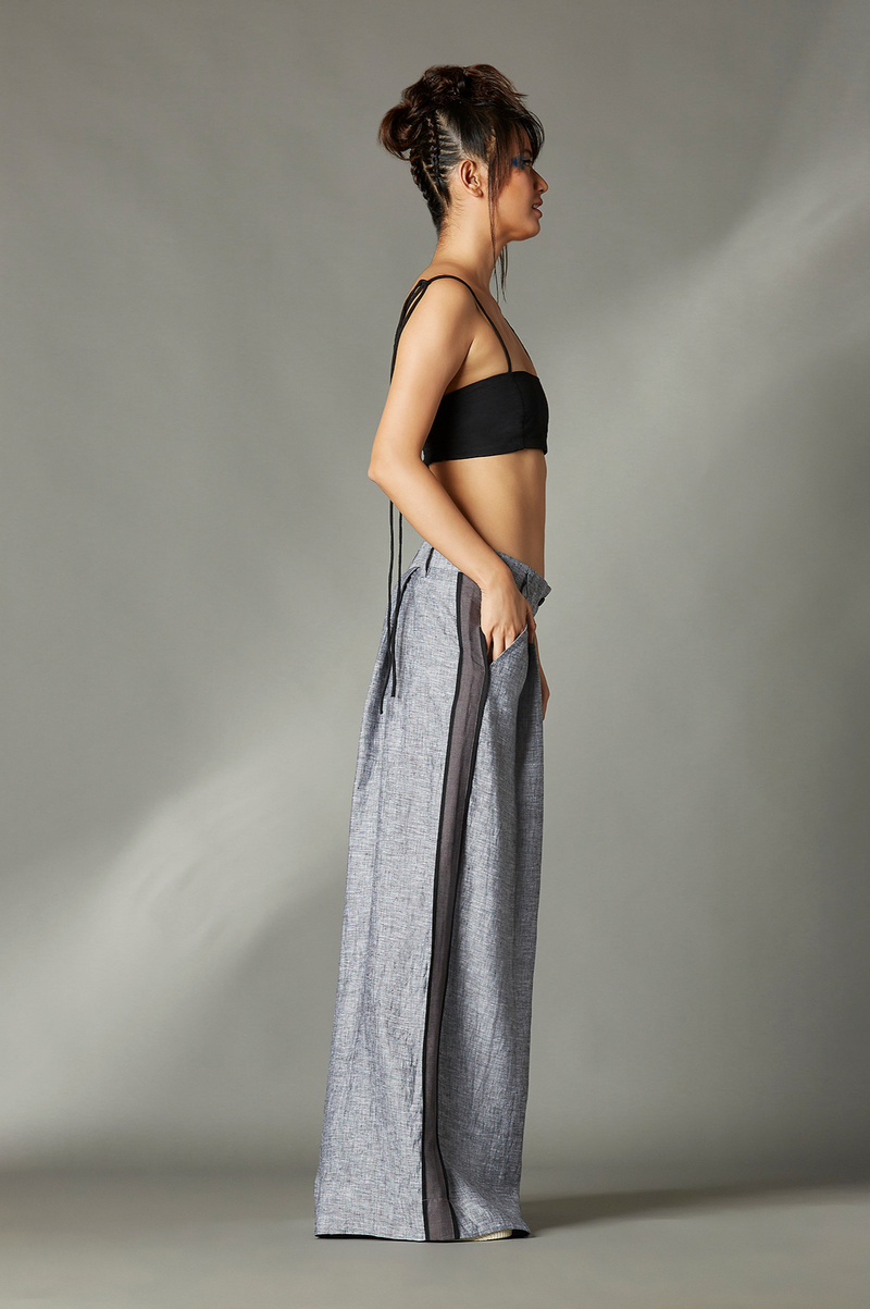 Morgan Trousers linen by Chola in grey color for women in Singapore