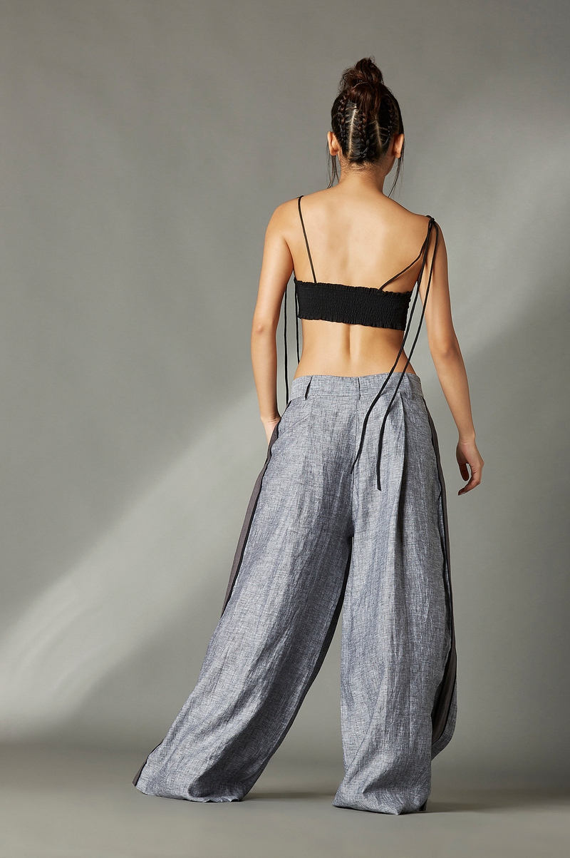 Morgan Trousers linen by Chola in grey color for women in Singapore