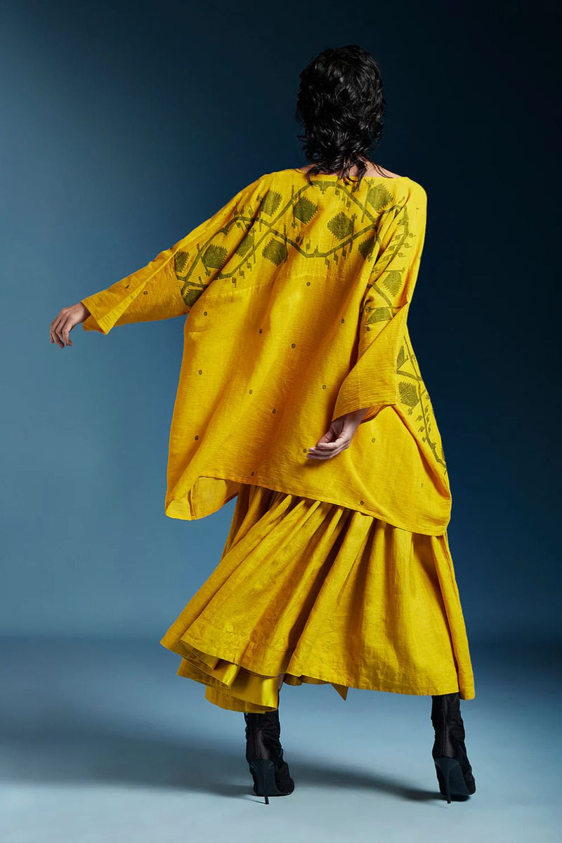 Hazel Skirt-Mustard linen by Chola in mustard color for women in Singapore