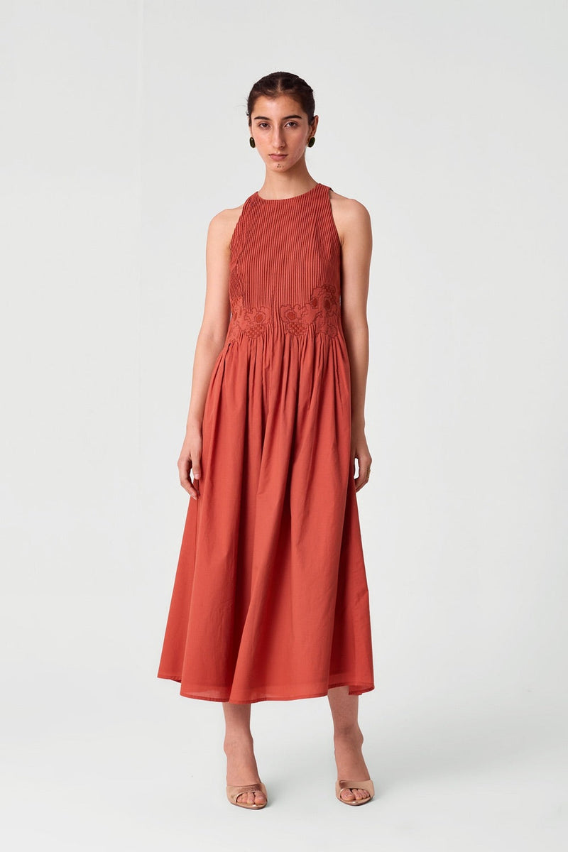 Amani Orange Embroidered Dress