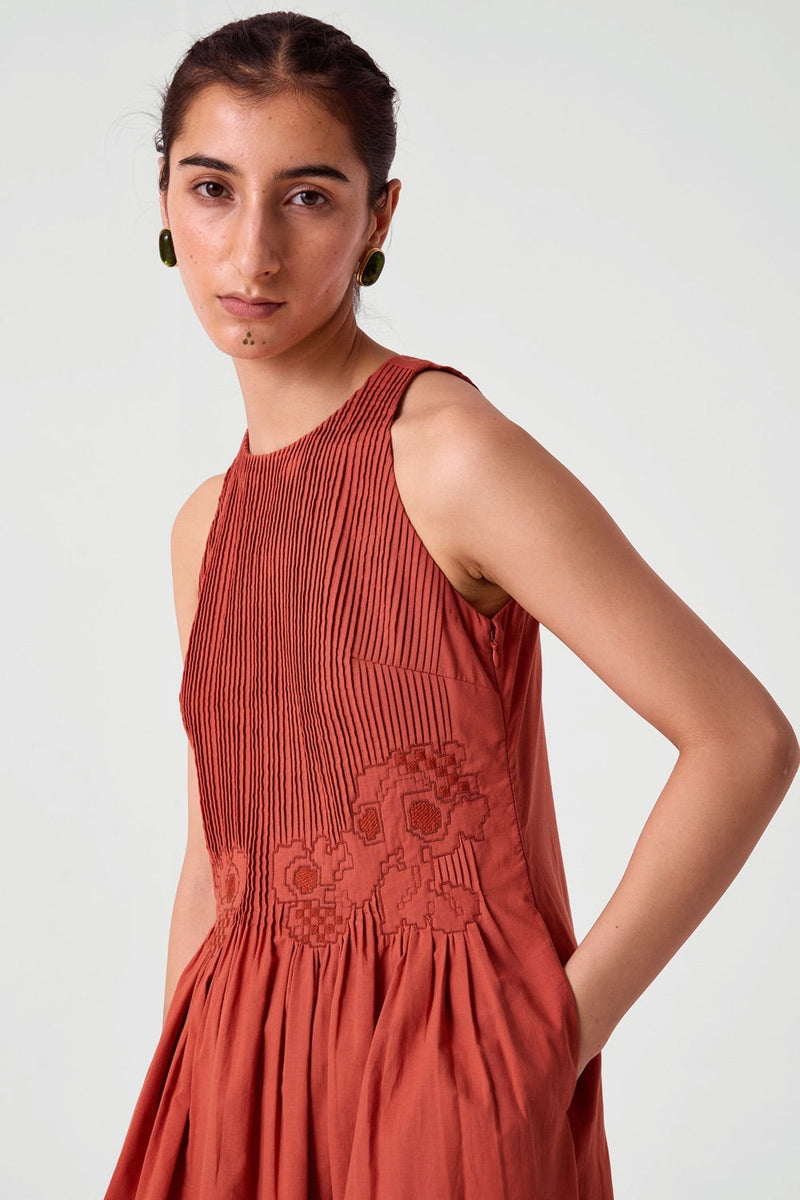 Amani Orange Embroidered Dress