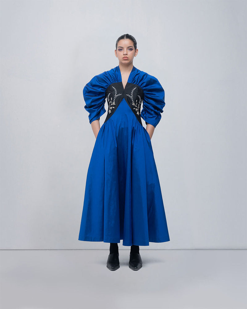 Yaren Dress viscose by Leh Studios in blue, black for women in Singapore