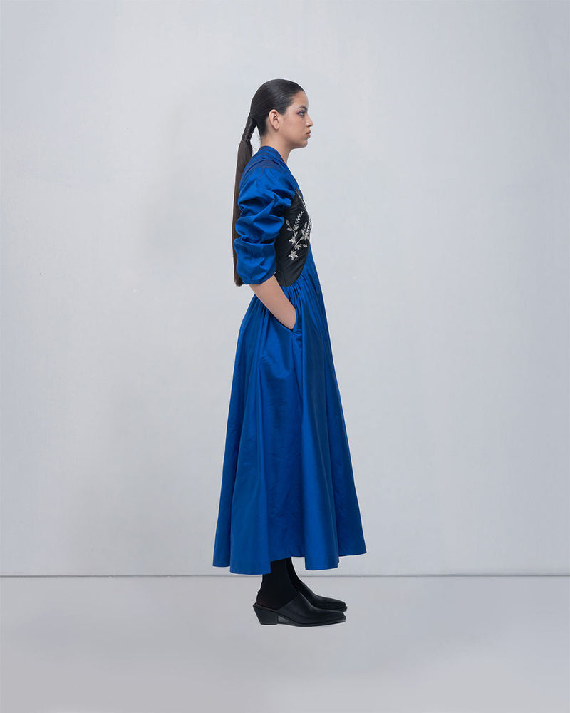 Yaren Dress viscose by Leh Studios in blue, black for women in Singapore