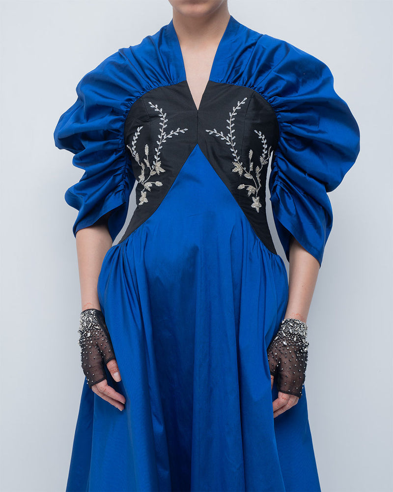 Yaren Dress viscose by Leh Studios in blue, black for women in Singapore