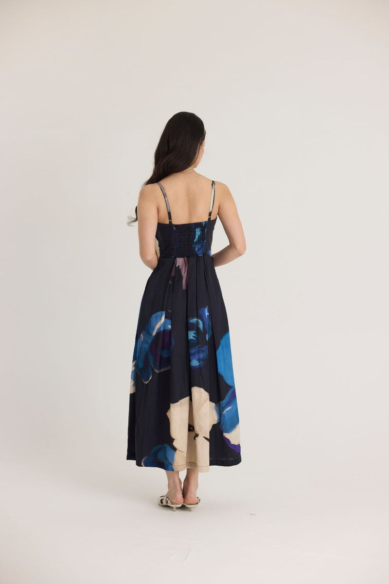 ROCCO COWL BRALETTE DRESS satin by Yam in black color for women in Singapore