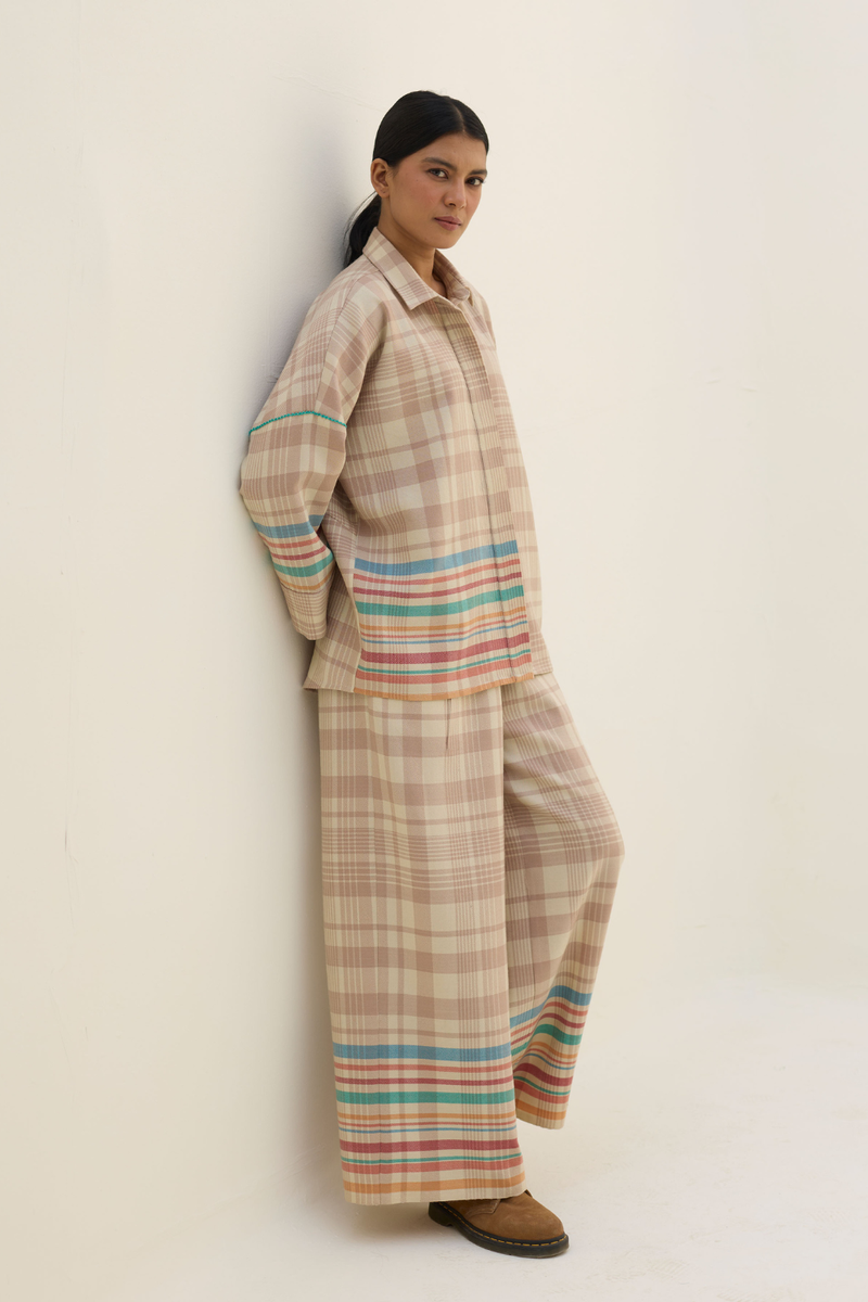 Noelle Merino Wool Co-ord Set - Beige by Manan in beige color for women in Singapore