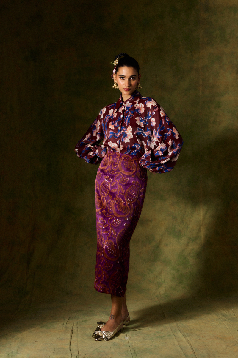 SAANJH SILK PENCIL SKIRT silk by JodiLife for women in Singapore
