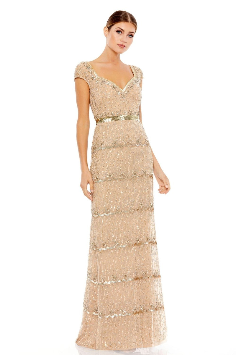 MD-9089 Straight Gown-Beige by Mac Duggal in beige color for women in Singapore