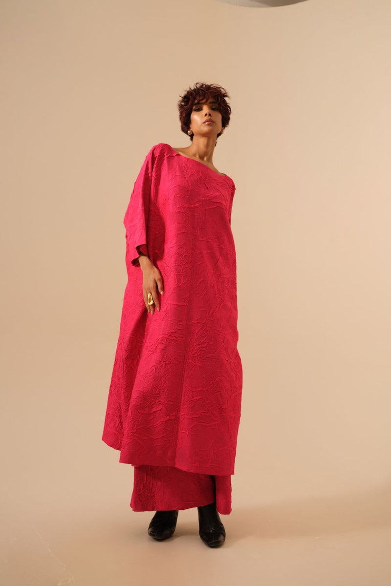 Brook Tunic-Pink crushed silk kaftans and tunics by Stoique in pink for women in Singapore