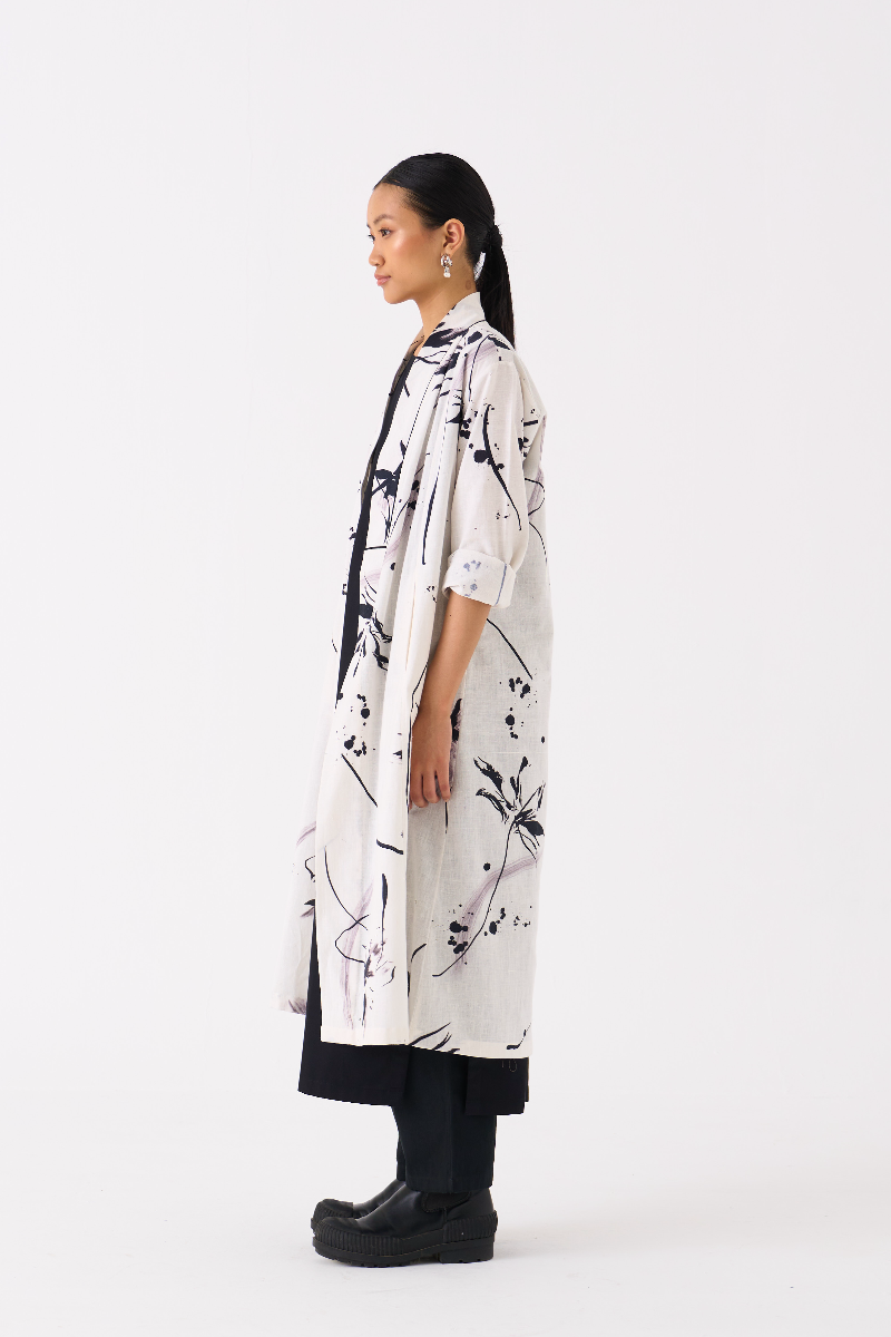 WRAP COLLAR OVERLAY-BLACK FLORAL by THREE in black color for women in Singapore