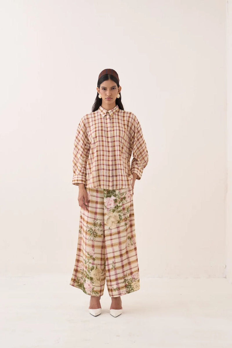 Jaali Bubble Shirt cotton slub top/shirt by O'Frida in ivory for women in Singapore