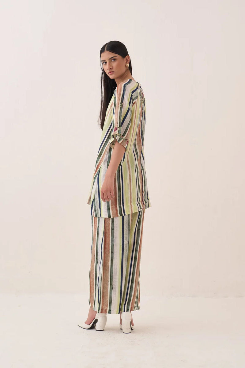 Rekha STFT Pants bemberg muslin pant/trouser by O'Frida in green for women in Singapore