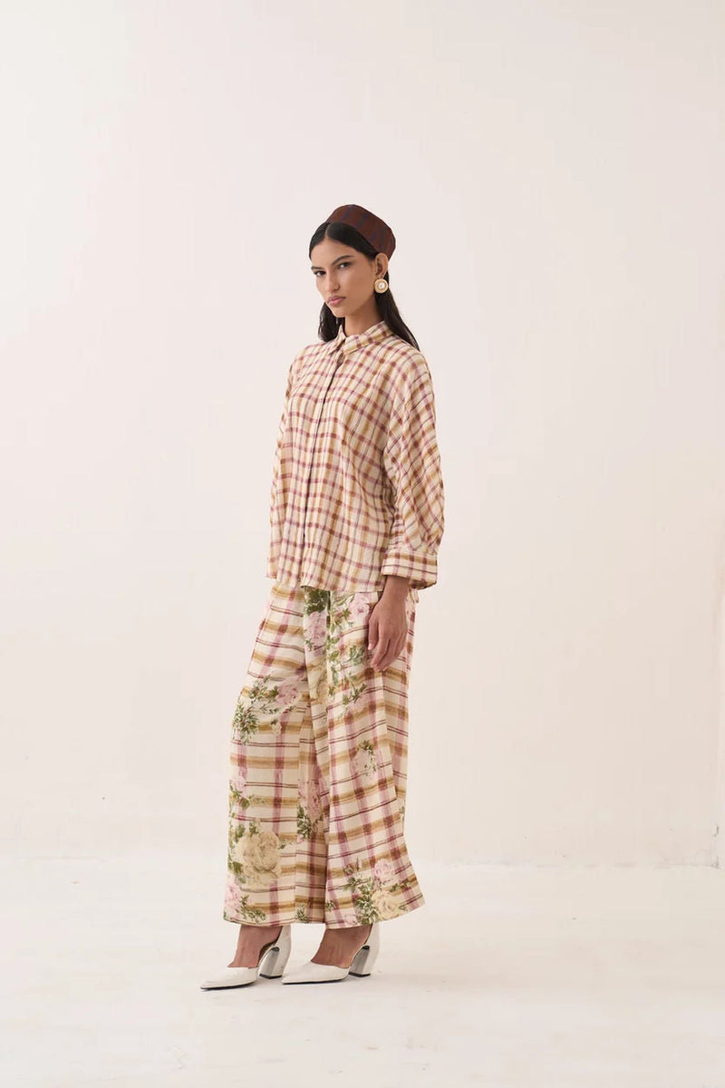 Jaali Bubble Shirt cotton slub top/shirt by O'Frida in ivory for women in Singapore